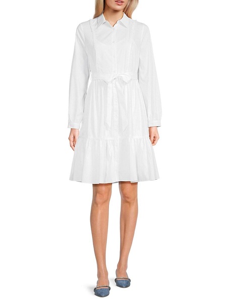 Lace Trim A-Line Shirtdress