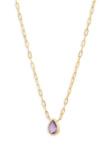 14K Yellow Gold & Amethyst Paperclip Necklace