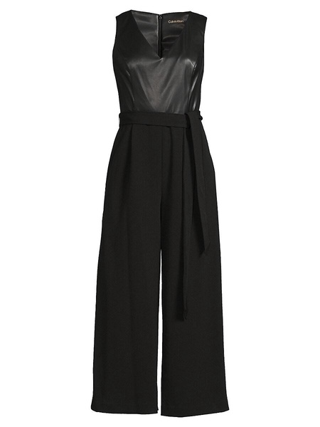 Mix Media Cropped Jumpsuit