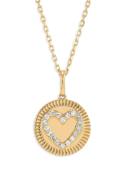 14K Yellow Gold & 0.1 TCW Diamond Heart Pendant Necklace