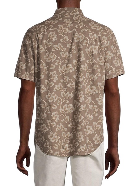 Leaf Print Linen Blend Shirt