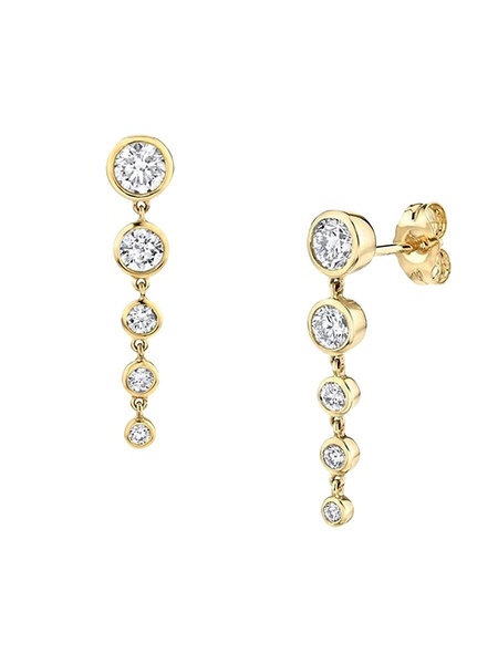 14K Goldplated & Glass Crystal Bezel Dangle Earrings