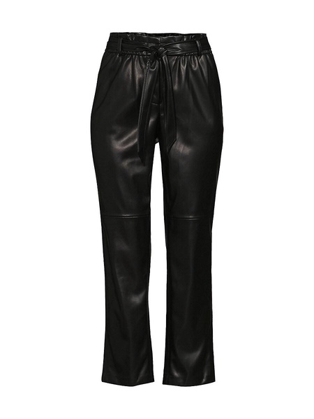 Paperbag Faux Leather Ankle Pants