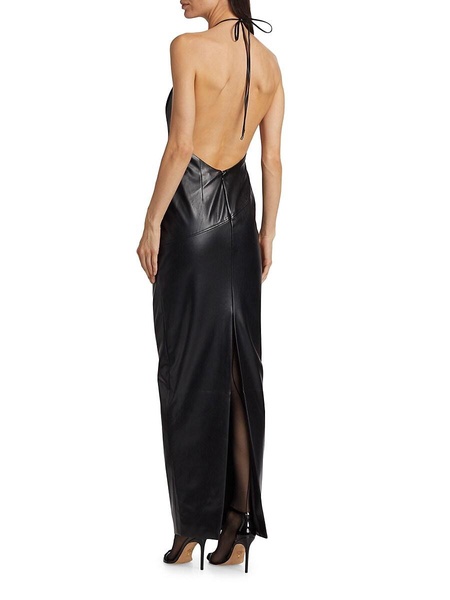 Danz Faux Leather Appliqué Column Gown