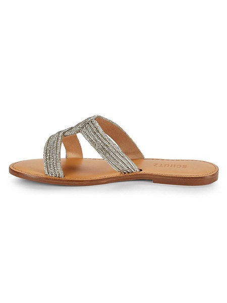 Rita Embellished Leather Flat Sandals