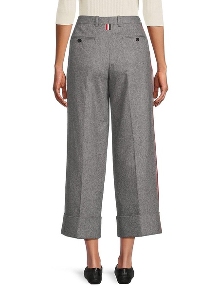 Rolled Cuff Wool & Cashmere Wide Leg Pants