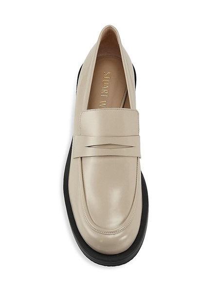 Palmer 40MM Brushed Leather Stacked Heel Loafers