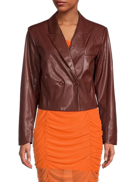 Cropped Faux Leather Jacket