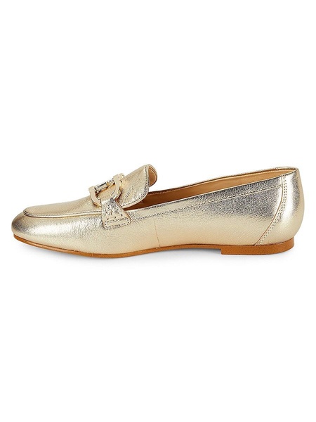 Goldtone Leather Bit Loafers