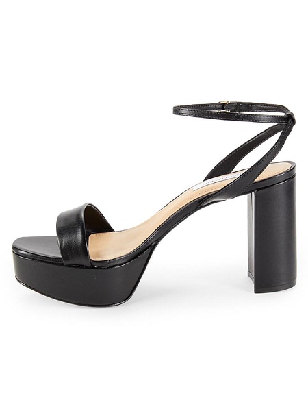 Block Heel Ankle Strap Leather Platform Sandals