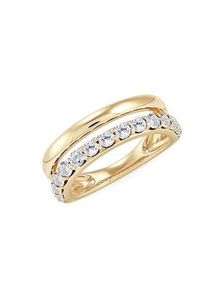 14K Yellow Gold & White Topaz Studded Ring