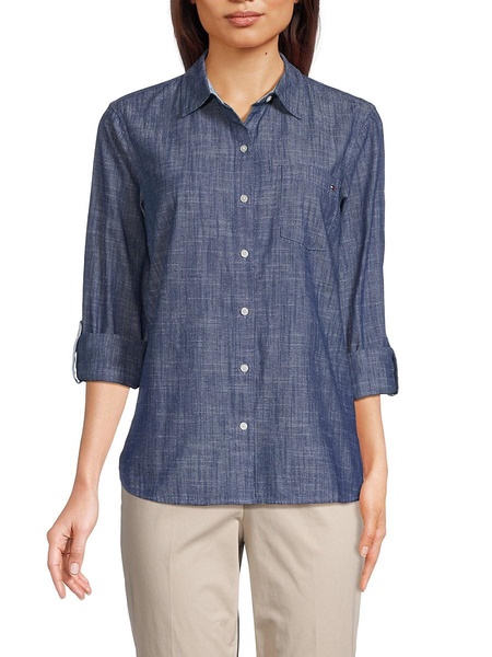 Roll-Tab Chambray Button Down Shirt