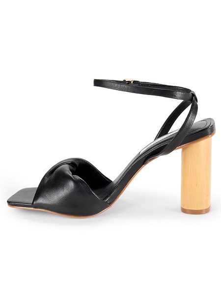 Leather Block Heel Sandals