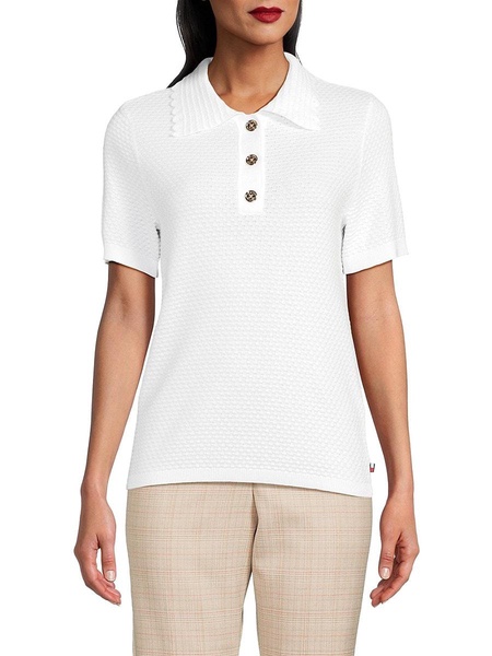 Scalloped Knit Polo