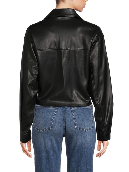 Faux Leather Zip Biker Jacket