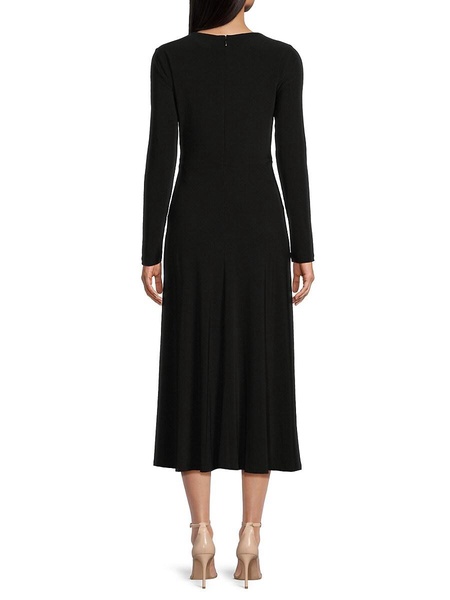 V-Neck A-Line Jersey Midi Dress