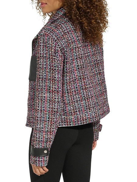 Tweed Faux Leather Moto Jacket