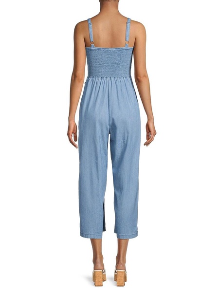 Smocked Chambray Jumpsuit