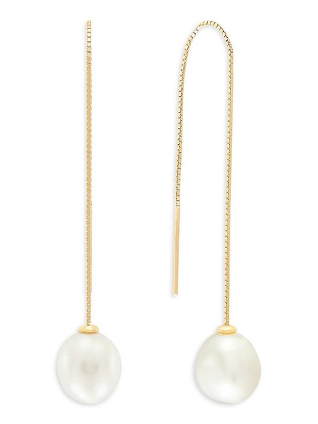 14K Yellow Gold & 9.5-10MM Freshwater Pearl Threader Earrings