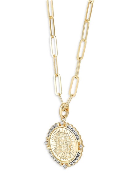 14K Goldplated Sterling Silver & 0.1 TCW Diamond Jesus Pendant Necklace