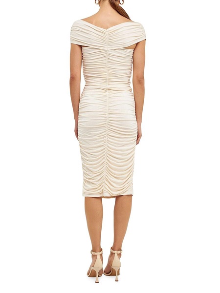 Draped Ruched Sheath Midi Dress