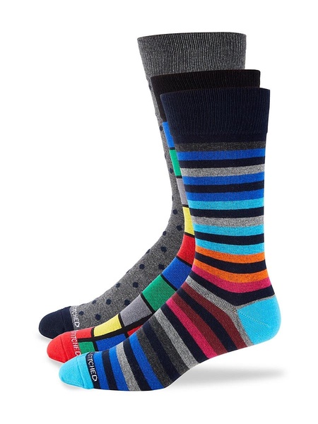 ​​3-Pack Patterned Crew Socks