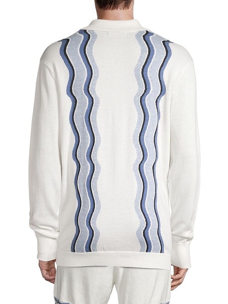 Swirl Stripe Gauzy Knit Polo