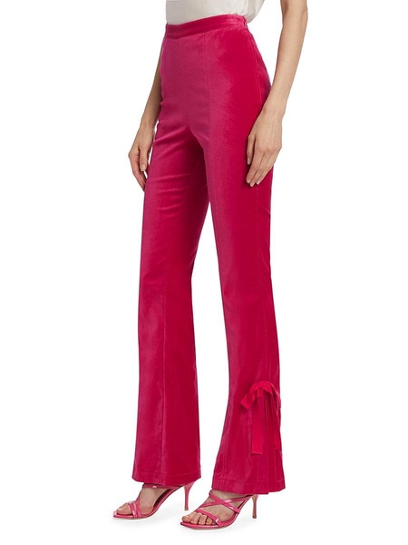 Long Lou Bow-Detailed High-Rise Velvet Pants