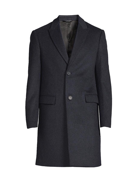 Peak Lapel Wool Blend Top Coat