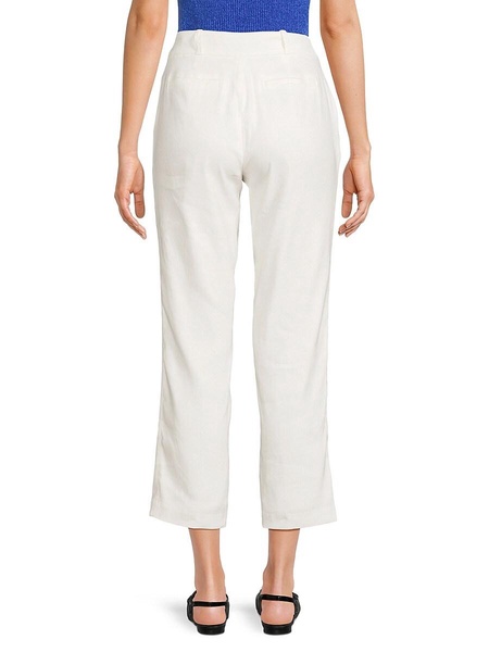 Straight Leg Linen Blend Cropped Pants