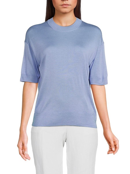 Drop Shoulder Silk Blend Top