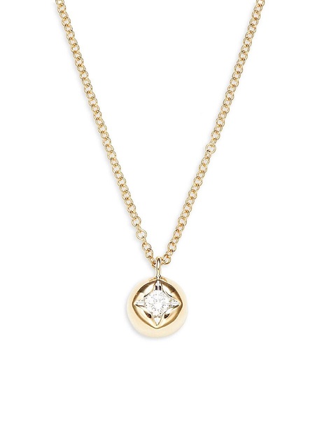 14K Yellow Gold & 0.08 TCW Diamond Round Pendant Necklace