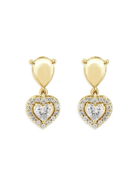 14K Yellow Gold & 0.5 TCW Lab Grown Diamond Heart Drop Earrings