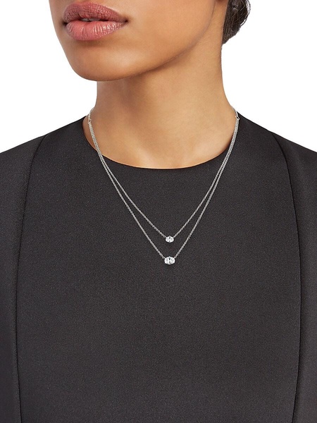 Nolita Double Oval Rhodium Plated & Cubic Zirconia Layered Necklace