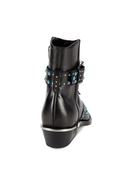 Embellished Leather Ankle Boots