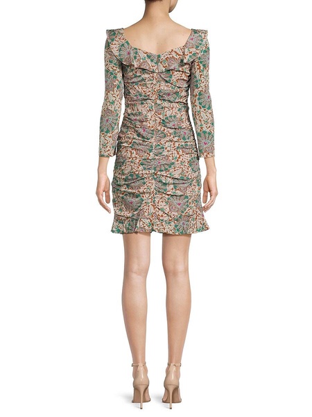 Lozano Print Ruched Silk Blend Mini Dress