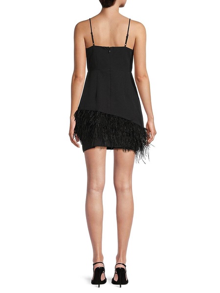 Feather Trim Strappy Mini Dress