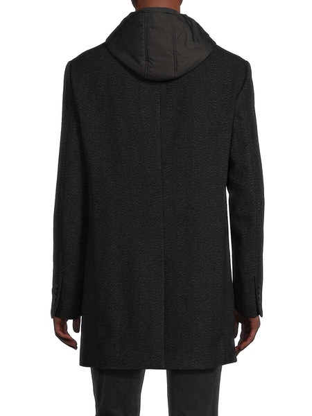 Wool Blend Top Coat With Removable Hooded Bib