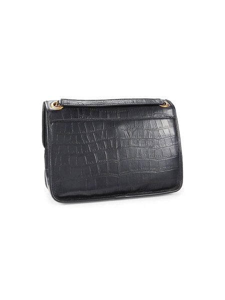 Lyon Croc Embossed Leather Shoulder Bag