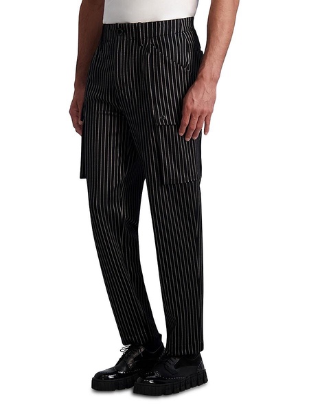 Loose Fit Striped Flat Front Cargo Pants