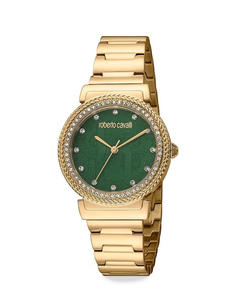 32MM Goldtone Stainless Steel Embellished Bracelet Watch