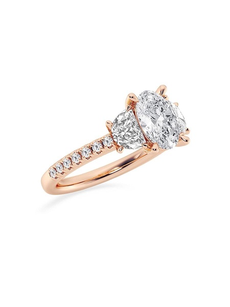 Build Your Own Collection 14K Rose Gold Three Stone Lab Grown Diamond Engagement Ring