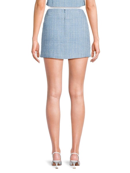 Boucle Embellished Chambray Mini Skirt