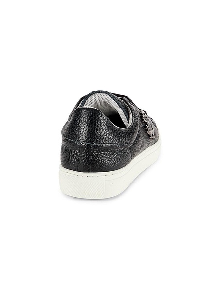 Logo Textured Leather Low Top Sneakers