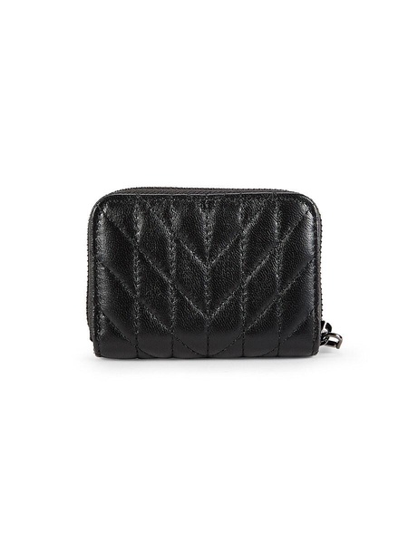 Quilted Leather Zip Around Wallet