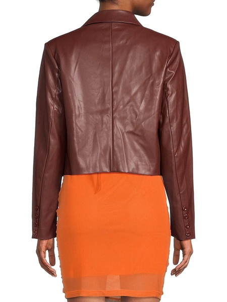 Cropped Faux Leather Jacket