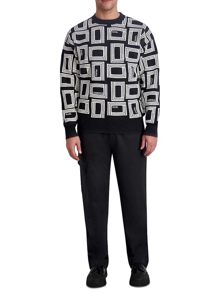 Men's Monogram Raised Jacquard Wool Sweater