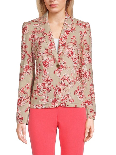 Floral Linen Blend Blazer