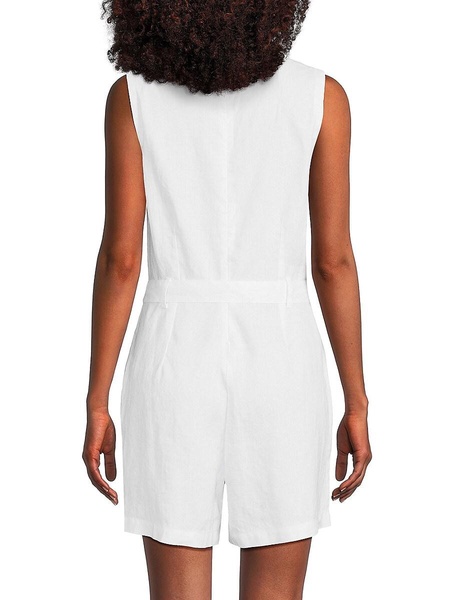 Roundneck Belted 100% Linen Romper