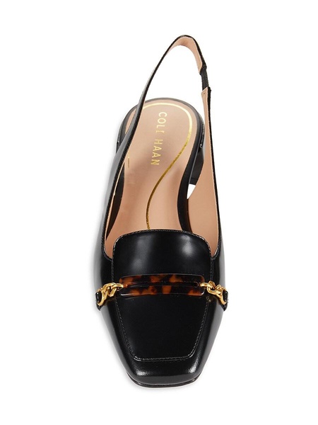 Penley Block Heel Leather Slingback Pumps